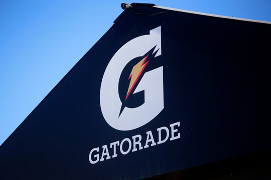 Gatorade drink sign on sports building. Energy drink logo for athletes.