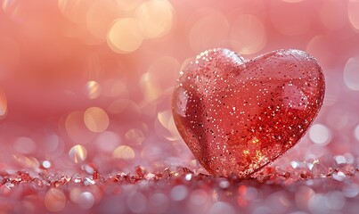 Fototapeta premium Abstract heart shape on rose gold background for Christmas and Valentine's Day.