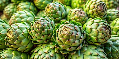 Fototapeta premium Close up of fresh artichokes in a garden.