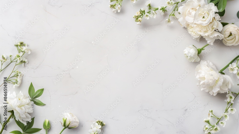 Aufkleber A white background with flowers in the foreground. The flowers are arranged in a way that creates a sense of balance and harmony. The image conveys a feeling of calmness and serenity