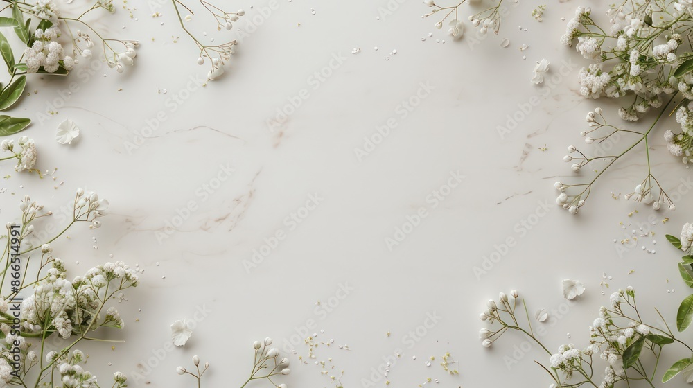 Aufkleber A white background with flowers in the foreground. The flowers are arranged in a way that creates a sense of balance and harmony. The image conveys a feeling of calmness and serenity