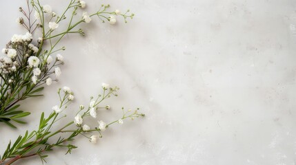 A white flower arrangement is placed on a white background. The flowers are arranged in a way that they are not overlapping each other. The arrangement is simple and elegant
