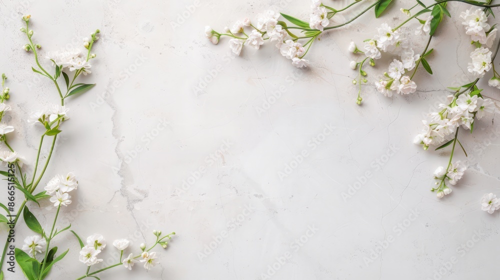 Poster A white background with a bunch of white flowers. The flowers are arranged in a way that they are not overlapping each other
