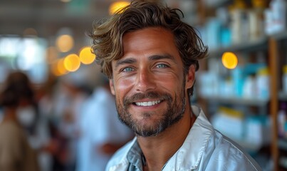 Charming portrait captures a handsome pharmacist's smile.