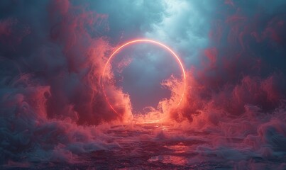 Eerie red smoke erupts from a vacant void, creating a striking visual for Halloween festivities.