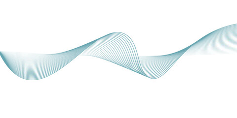 Abstract blue smooth wave on a white background. Dynamic sound wave. Design element. Vector illustration.