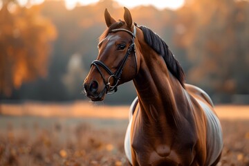 Fototapeta premium Graceful horse on scenic route.