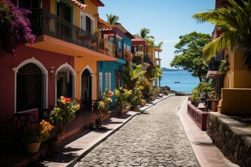 Arraial D'Ajuda Coastal charm with shops and restaurants by the sea., generative IA
