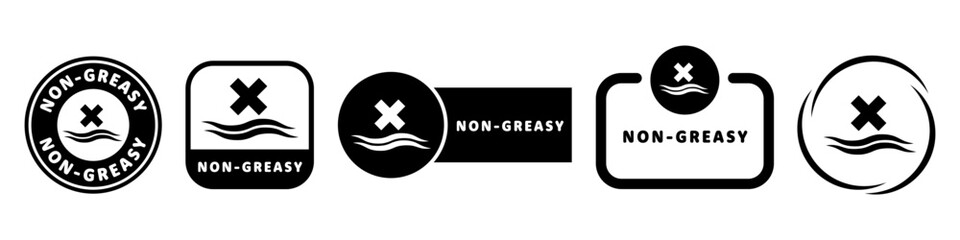 Non-Greasy signs. Vector signs for dermatology products label.