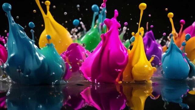 Colourful Ink Splashing And Swirling. Slow Motion Abstract black Background, blue and white colour full hd 4k video dwonload