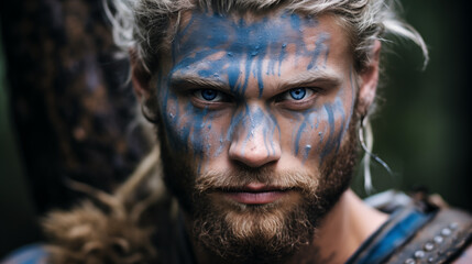 Celtic Barbarian with Blue War Paint