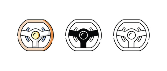Racing Steering Wheel icons vector set stock illustration