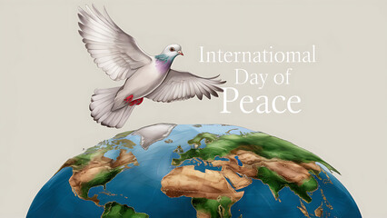 International Day of Peace, Illustration with Dove and Earth - International Day of Peace Poster, Banner, Embrace Global Harmony and Unity on this Special Day