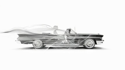 Obraz premium intage muscle cars inspired cartoon sketch. Vector abstract old school muscle car. Vector image can be used for posters and printed products.