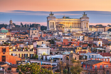 Rome, Italy Rooftop Cityscape at Dusk