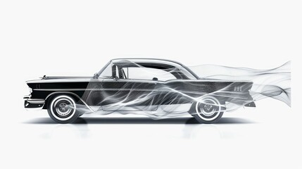 Obraz premium Vintage muscle cars inspired cartoon sketch. Vector abstract old school muscle car. Vector image can be used for posters and printed products.