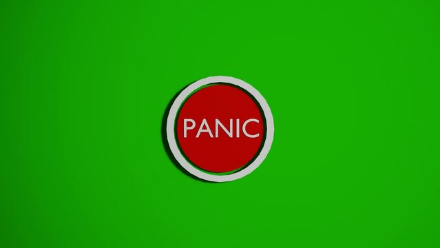 Panic button click animation on green screen 3d animation 4k