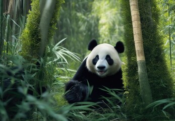 Fototapeta premium Giant panda, the giant panda is Endangered species
