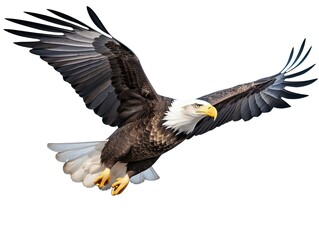 Obraz premium Bald Eagle Isolated on White Background, Adult Flying Eagle Isolated on White Background