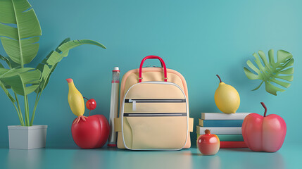 Back to school 3D cartoon background