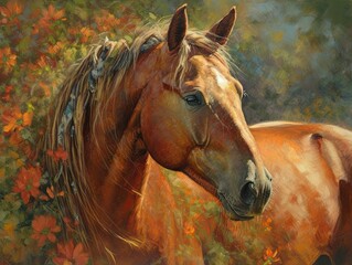 Horse classical portrait. Simulation in painting style.