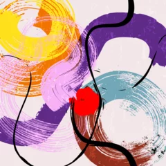 Fototapeten abstract colorful background composition, illustration with lines, waves, circle, paint strokes and splashes © Kirsten Hinte