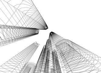 Abstract architectural background 3d illustration