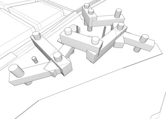 Abstract architectural background 3d illustration