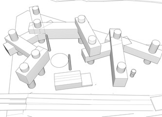 Abstract architectural background 3d illustration