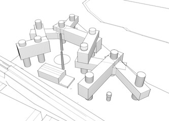 Abstract architectural background 3d illustration