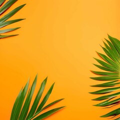 Leaves on a yellow color background:AI-Generated 