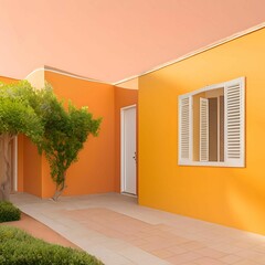 Yellow painted house:AI-Generated 