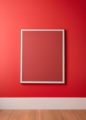 Red Wall with an Empty Canvas - AI Generated