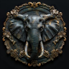 Emblem With An Elephant. Illustration On The Theme Of Religion, Signs, Emblems And Coats Of Arms. Generative AI