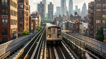 Fototapeta premium The public transportation system pulses with efficiency, connecting neighborhoods and facilitating the daily commute of millions.