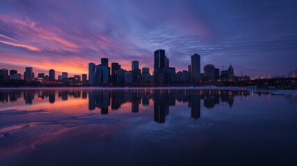 The skyline at dawn is a serene and inspiring sight, symbolizing the promise of a new day and endless possibilities.