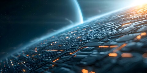 Secure interplanetary economy with decentralized digital payments system. Concept Decentralized Economy, Interplanetary Finance, Digital Payments, Secure Transactions, Future Economy