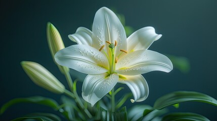 Fototapeta premium white lily flower HD 8K wallpaper Stock Photographic Image 