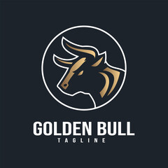 Vector Illustration of Golden Bull Head Mascot Logo on black background