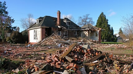 Fototapeta premium Old homes were torn down