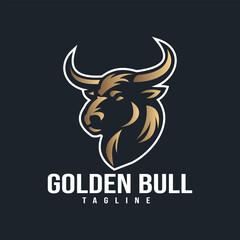 Vector Illustration of Golden Bull Head Mascot Logo on black background