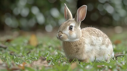 Fototapeta premium white rabbit in the fields HD 8K wallpaper Stock Photographic Image 