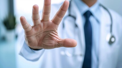 Naklejka premium 医師が手で制止するイメージ 