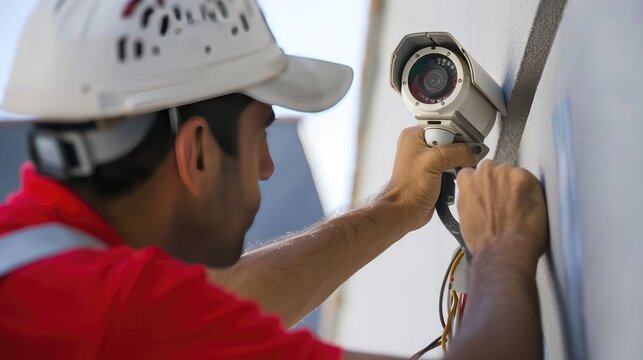 A professional installing a CCTV camera as part of a home security system, highlighting the importance of modern surveillance
