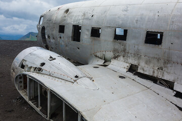 Solheimasandur plane wreck view. South Iceland landmark