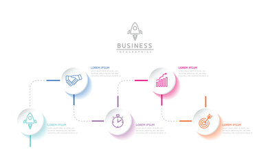 Obraz premium Vector infographic business presentation template with circular interconnection with 5 options.
