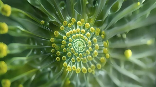 A of slender apical meristem cells arranged in a radial pattern resembling a budding flower.