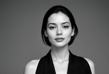 Beautiful elegant woman front view photo