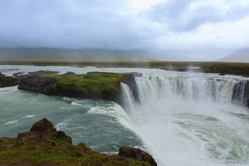 Godafoss falls in summer season view, Iceland