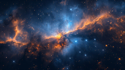 Obraz premium a scene in deep space with just smalls stars and scattered nebula.